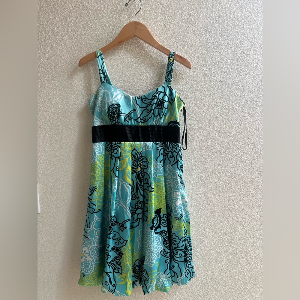 Floral Print Dress with Black Accents